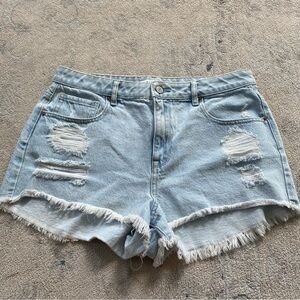 Pacsun High Rise Festival Cutoff Jean Shorts Distressed Light Wash Denim 30
